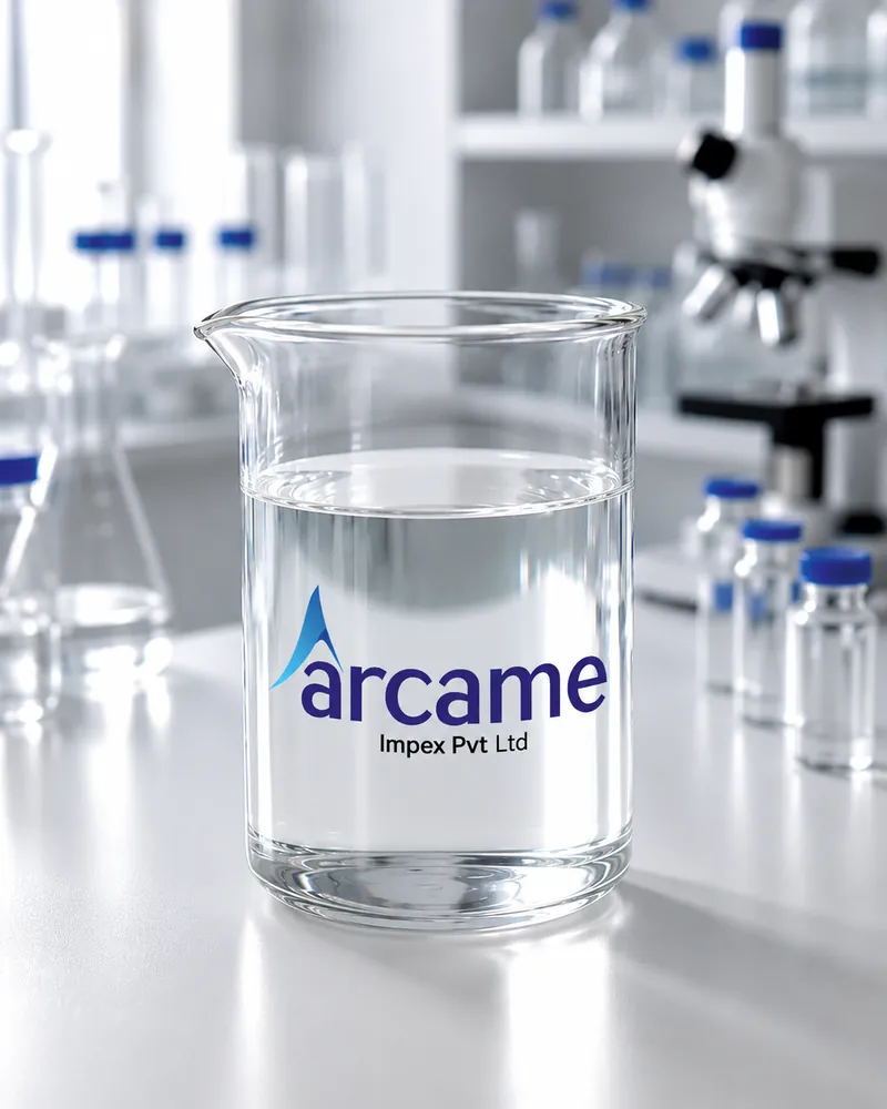 DMDM hydantoin clear aqueous preservative solution in a laboratory beaker