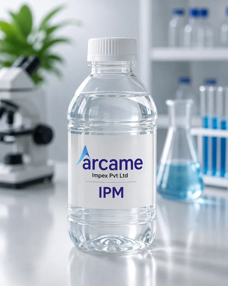 Isopropyl myristate clear mobile liquid in an Arcame-labelled bottle